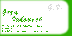 geza vukovich business card